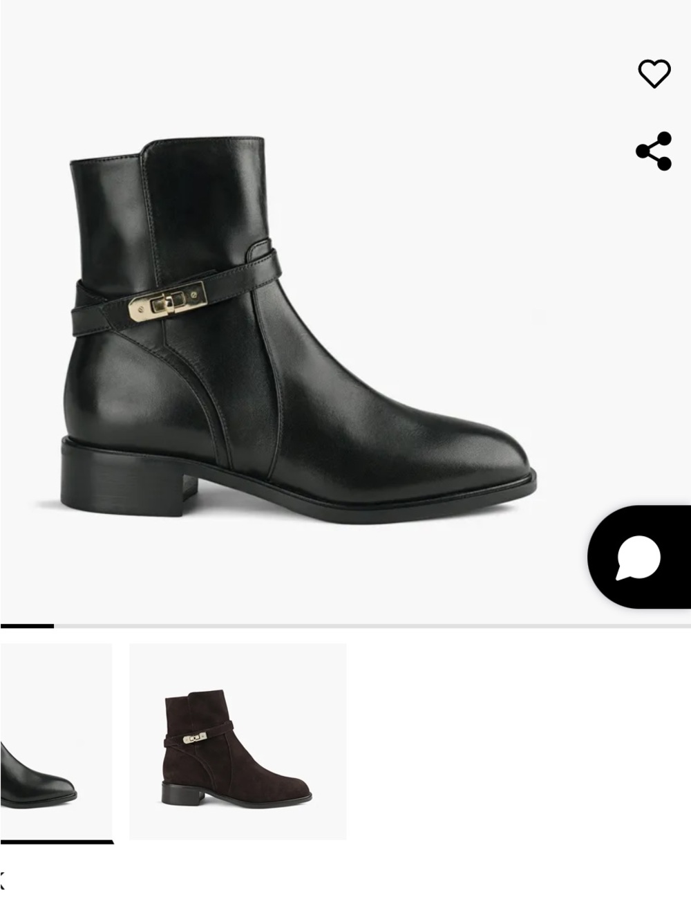 Black Leather Ankle Boots with Gold-Tone Buckle Strap